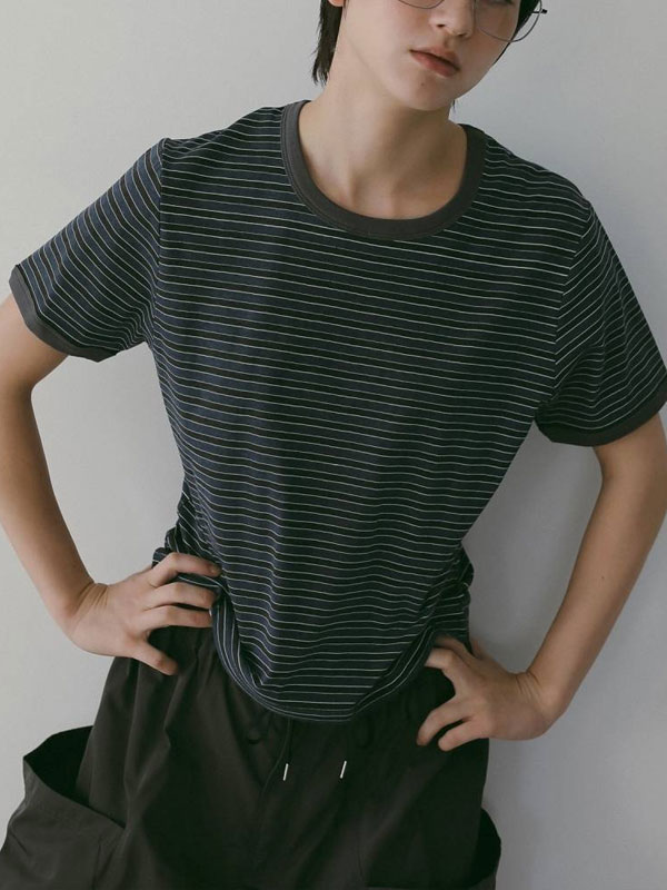 【即納】 アンヌーク anuke 2026springsummer トップス Multi Border T-Shirts マルチボーダーTシャツ 半袖 ミドル丈 26春夏 62610601