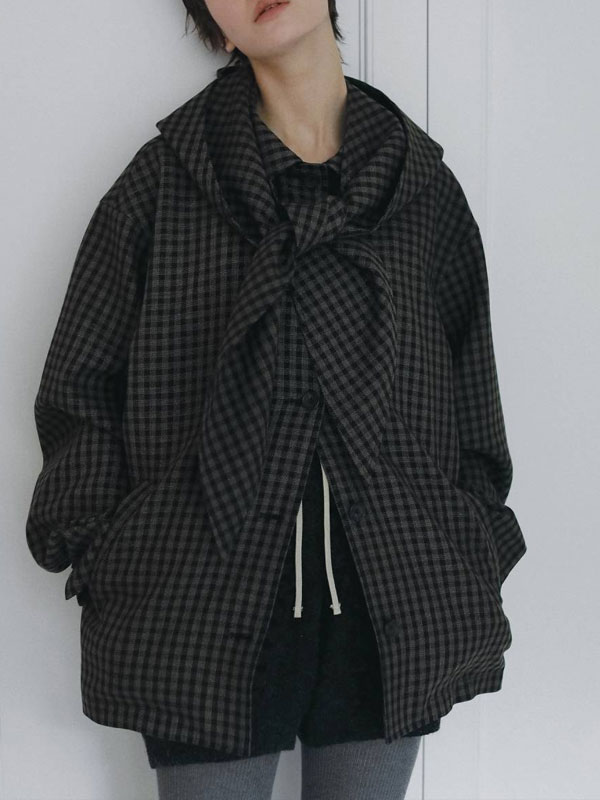 Rakuten - エントリーでポイント上乗セ アンヌーク anuke 2026Prefall アウター Check Coverall Jacket 9月中旬〜10月上旬予約 チェックカバーロールジャケット 長袖 ミドル丈 26秋冬 62620102