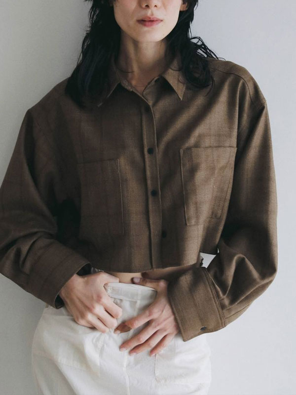 Rakuten - 本日楽天カードの日 アンヌーク anuke 2026Prefall トップス Short Check Shirts 9月中旬〜10月上旬予約 ショートチェックシャツ ショート丈 長袖 26秋冬 62620412