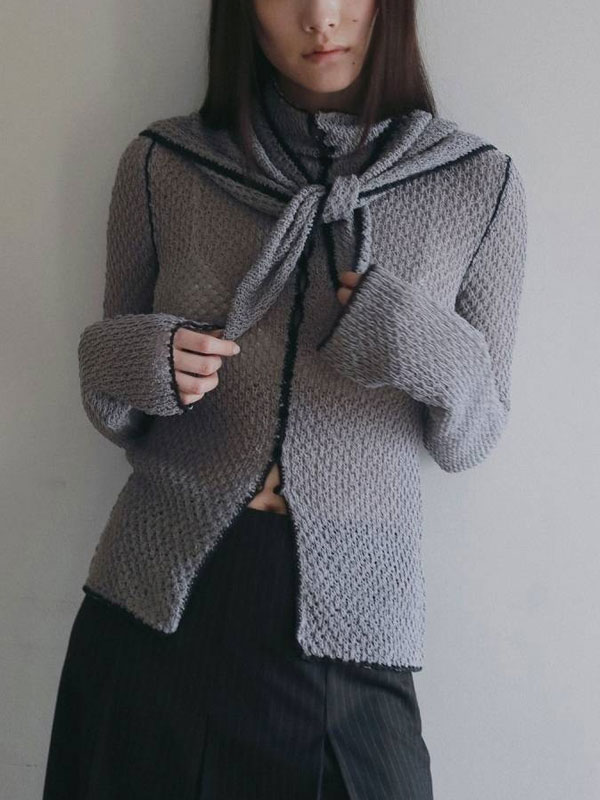 エントリーでポイント上乗せ アンヌーク anuke 2026Prefall トップス Piping Scarf Knit 8月下旬〜9月中旬予約 パイピングスカーフニット 長袖 ミドル丈 セット 26秋冬 62620514