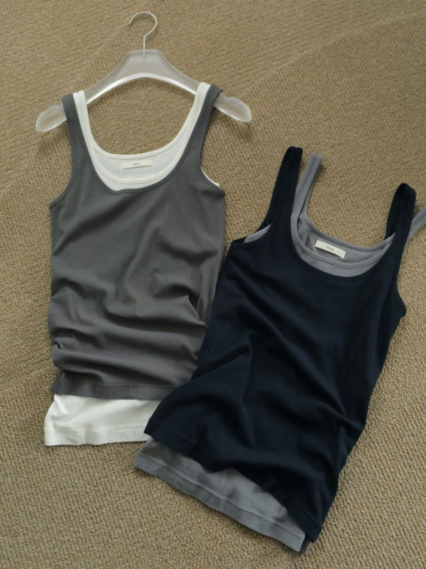 Rakuten - エントリーでポイント上乗セ 【即納】 アンヌーク anuke トップス Sheer Layered Tanktop シアーレイヤードタンクトップ ミドル丈 ノースリーブ 2way set 62510637
