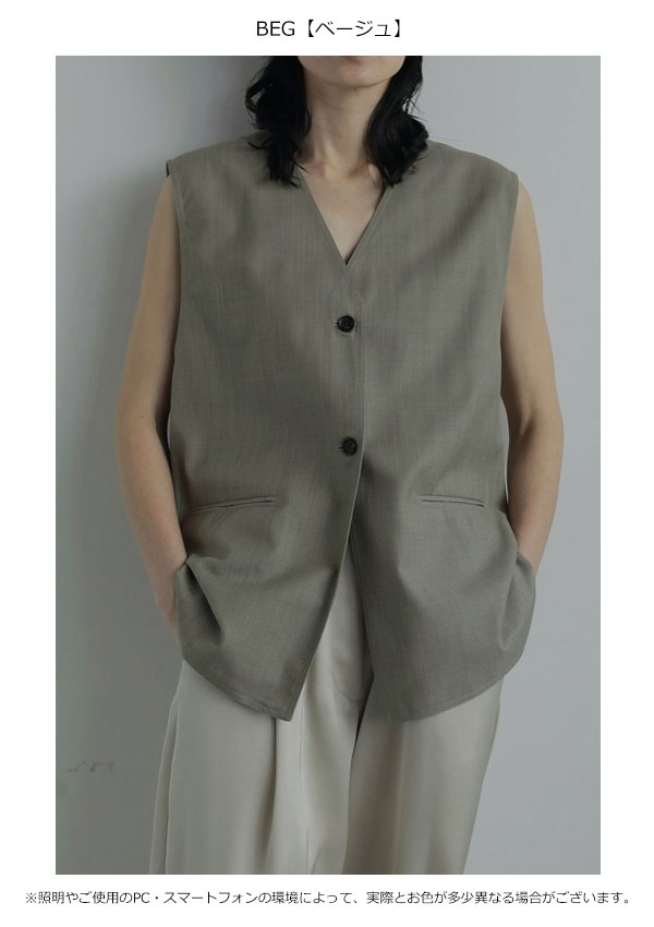 エントリーでポイント上乗セ 【即納】 アンヌーク anuke 2025FallWinter アウター Vneck Stitch Vest Vネックステッチベスト ベスト ミドル丈 ノースリーブ 25秋冬 62520710 62520112 3