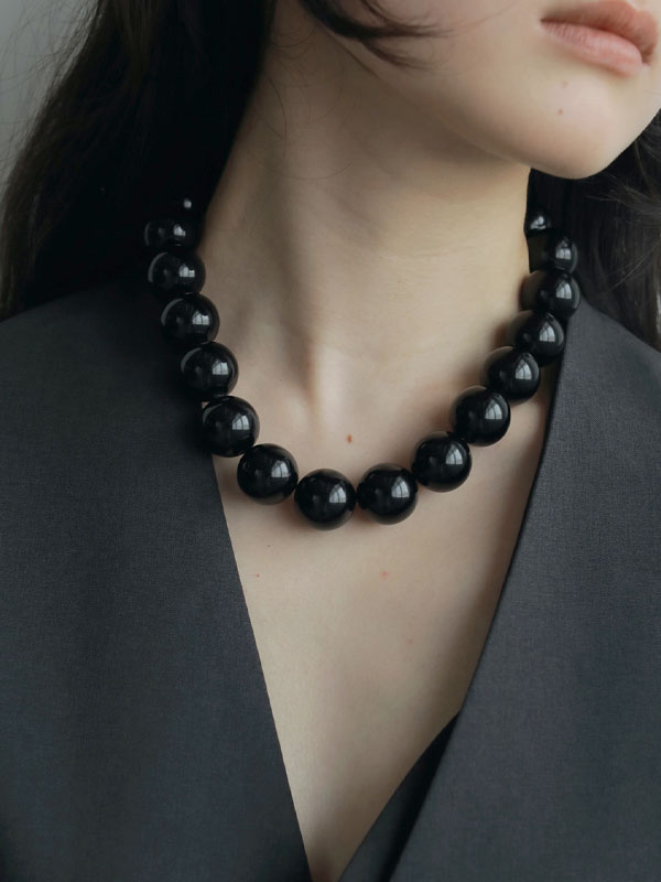 楽天ダブルハート（DOUBLE HEART）本日お得にお買物 【即納】 アンヌーク anuke 2025FallWinter 小物 Volume Blackball Necklace ボリュームブラックボールネックレス アクセサリー ネックレス 25秋冬 62520903