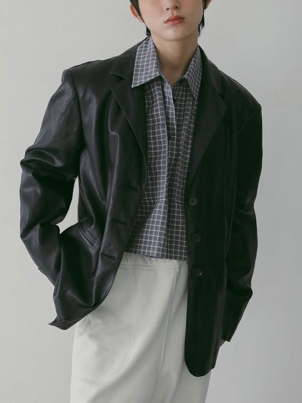 【即納】 アンヌーク anuke 2026springsummer アウター Ecoleather Tailored Jacket エコレザーテーラードジャケット ミドル丈 長袖 レザー 26春夏 62610105