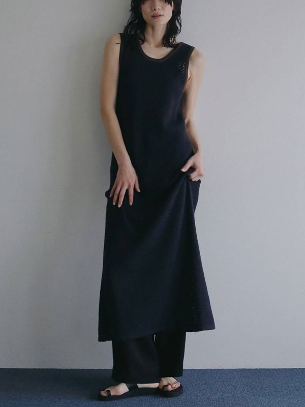 アンヌーク anuke 2026Prefall ワンピース Mesh Bicolor Onepiece メッシュバイカラーワンピース マキシ丈 ノースリーブ 62610318 26秋冬