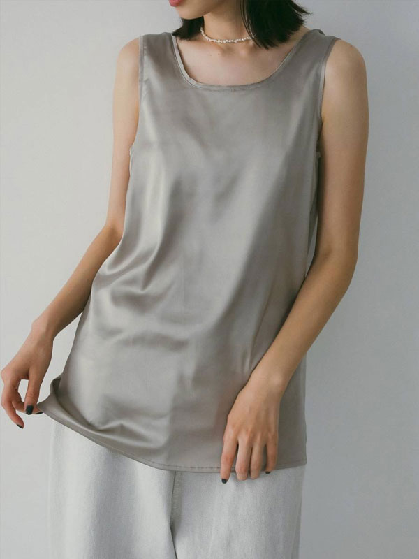  アンヌーク anuke 2026SpringSummer トップス Satin Uneck Tops サテンUネックトップス ミドル丈 ノースリーブ 26春夏 62610405