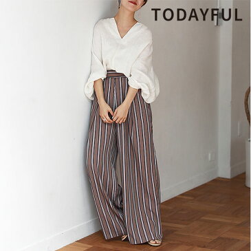 TODAYFUL トゥデイフル LIFE's ライフズ 通販 4月中旬予約 Stripe Tuck Pants ストライプタックパンツ レディース ストライプ ボトムス フレア セットアップ 吉田怜香 2019 春 11910421 11910711 [クーポン利用不可] インスタライブ