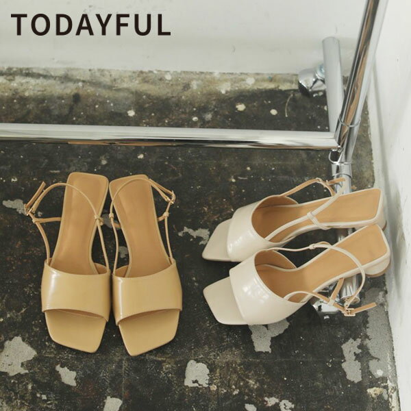 TODAYFUL トゥデイフル 21春夏 3月〜4月中旬予約 Square Enamel Sandals スクエアエナメルサンダル レディース シューズ サンダル スクエアトゥ エナメル 光沢感 ストラップ 太ヒール 安定 上品 カジュアル 無地 吉田怜香 12111016 [クーポン利用不可] 21春コレクション