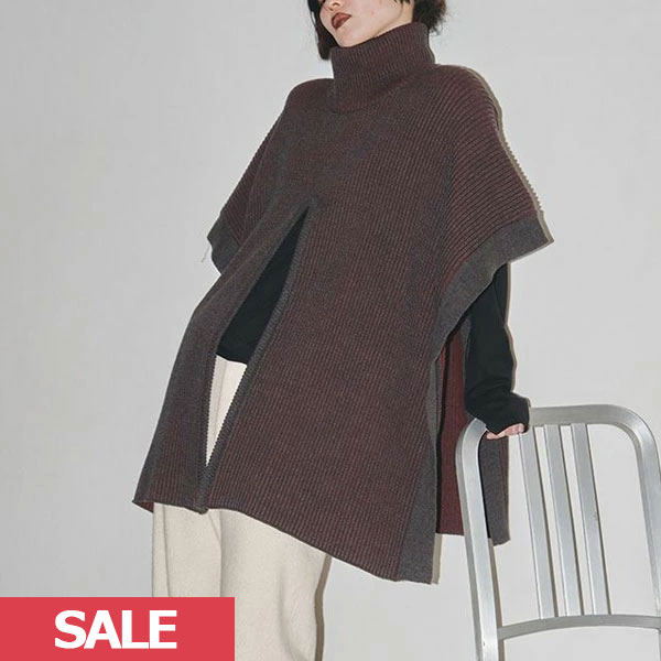 【TODAYFUL SALE】 【50 OFF】 【即納】 TODAYFUL 2023prefall トゥデイフル Bicolor Turtle Knit Cape バイカラータートルニットケープ トップス ミドル丈 長袖 12320514