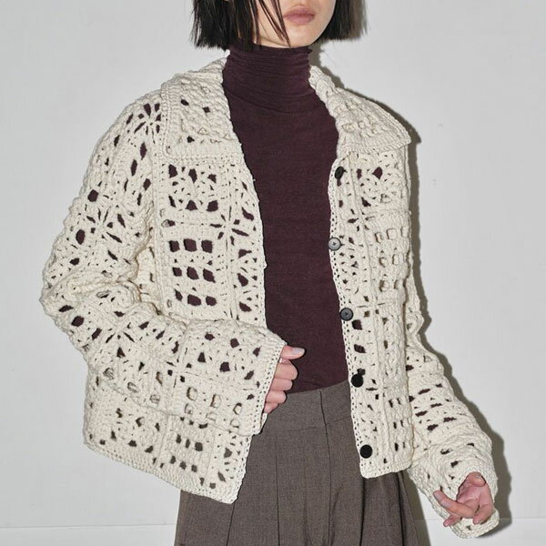 【予約販売】 TODAYFUL 2024prefall トゥデイフル トップス Crochet Knit Shirts 9月上旬～下旬予約 クロシェットニットシャツ ミドル丈 長袖 カーディガン 2024aw 12420509