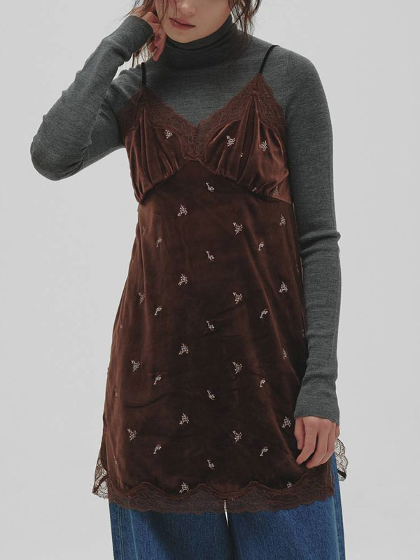 Rakuten - 【ポイント5%付与 6/7迄】【予約販売】トゥデイフル TODAYFUL 2026Winter トップス Petit Flower Velour Tunic 10月上旬〜下旬予約 プチフラワーベロアチュニック キャミソール レース 12620807 12620721 12620411 26冬