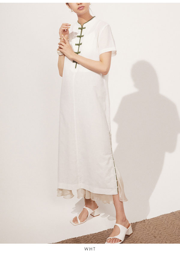 Wjスタジオ送料無料 リリーブラウン Lily Brown 21春夏 5月中旬 6月上旬予約 チャイナディティールワンピース レディース ワンピース チャイナ チャイナワンピース チャイナドレス ロングワンピース 半袖 総柄 花柄 刺繍 無地 シンプル Lwfo2186 セール35 Off