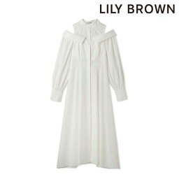 リリーブラウン 服（レディース） 【SPRING SALE50%OFF】 【即納】 リリーブラウン LILY BROWN 23winter レイヤードシャツワンピース ロング丈 長袖 ドレス オフショル lwfo234151 23秋冬