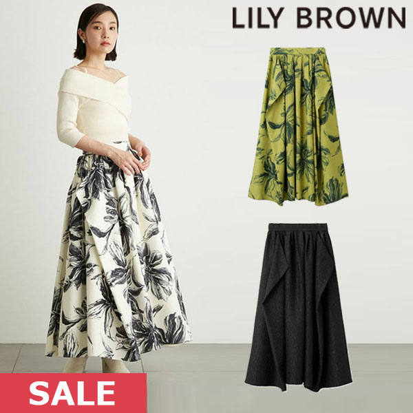 【SPRING SALE50 OFF】 【即納】 リリーブラウン LILY BROWN ボトムス 23winter バックリボンタックフレアスカート ロング丈 lwfs234140 23秋冬