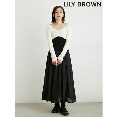 【期間限定ポイント5倍キャンペーン】 《即納》 リリーブラウン LILY BROWN ワンピース 23秋冬 コルセットディテールニットコンビワンピース 長袖 ロング丈 ドレス lwno235105