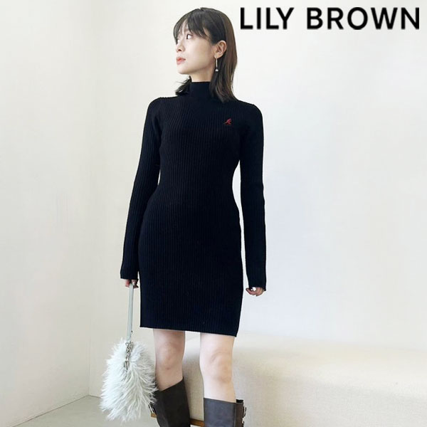 リリーブラウン LILY BROWN ワンピース 24秋冬 【LILY BROWN×KANGOL】ミニニットワンピース 10月下旬～11月中旬予約 長袖 ミニ丈 ニット lwno245024のサムネイル