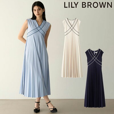 【即納】 リリーブラウン LILY BROWN ワンピース 25春夏 クロスデザインワンピース ドレス ノースリーブ ロング丈 lwco251146