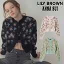 【新作10%OFF】【即納】 リリーブラウン LILY BROWN トップス 25秋冬 【LILY BROWN ×ANNA SUI】ジャガードビジューニットカーディガン 長袖 ミドル丈 アナスイ コラボ lwnd254110