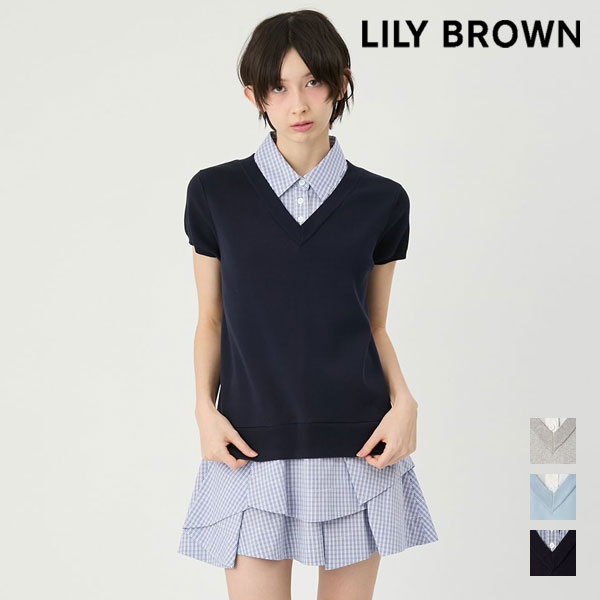 Rakuten - 【SALE10%OFF】【即納】 リリーブラウン LILY BROWN ワンピース 26春夏 シャツドッキングラッフルワンピース 半袖 ミニ丈 lwno262208
