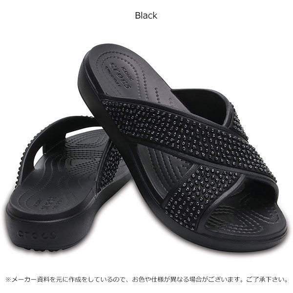 【SALE25%OFF】クロックス crocs 通販 Crocs Sloane Embellished Cross-Strap Sandals サンダル レディース 靴 シューズ コンフォートサンダル クロスストラップサンダル フラット 3cm 厚み 204084