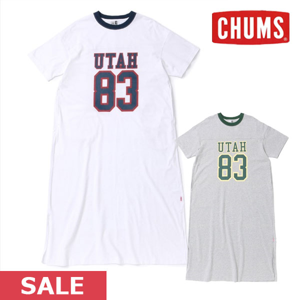   CHUMS チャムス CHUMS Play Football Dress ドレス ワンピース 半袖 ロング丈 ロゴ ch18-1245