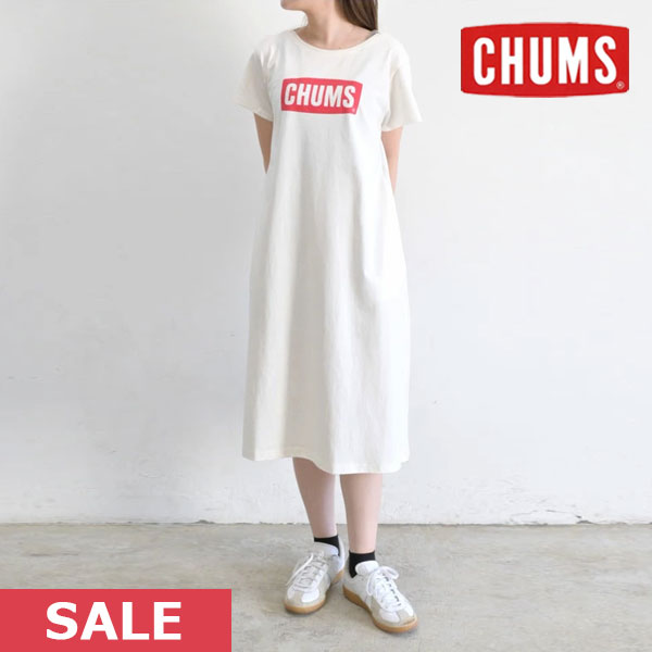 【SALE30%OFF】 CHUMS チャムス CHUMS Logo Dress チャムスロゴドレス ワンピース ロング丈 半袖 クルーネック コットン ch18-1259