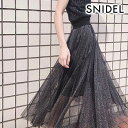 【8%OFFクーポン対象】スナイデル SNIDEL 19春夏 シャイニーラインスカート レディース ボトムス スカート フレア ミディアム丈 ひざ丈 ラメ シャイニー 透け感 シアー グログランテープ サイドライン swfs192093 シースルー