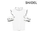 《8%OFFクーポン対象》スナイデル SNIDEL 19春夏 5月中旬予約 オープンショルダーフリルニットプルオーバー レディース トップス ニット プルオーバー ノースリーブ フリル オープンショルダー ホワイト グリーン ブラック swnt192074