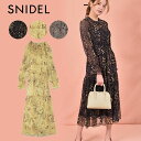 【SALE20%OFF】スナイデル SNIDEL 20春夏 シアープリントプリーツワンピース レディース ワンピース ロング丈 マキシ丈 長袖 花柄 小花柄 シアー 透け感 シースルー エアリー シャーリング フレア プリーツ 黒 swfo201042 入学式 20春アイテム