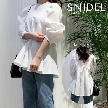 《即納》スナイデル SNIDEL 21春コレクション ボリュームスリーブチュニックブラウス レディース トップス ブラウス チュニック 長袖 シースルー 透け感 綺麗め 上品 オフィスカジュアル 通勤 通学 デート ガーリー swfb211092