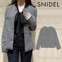 \12%OFFクーポン対象/ 《即納》 スナイデル SNIDEL 22秋冬 ツイードクラシックジャケット レディース アウター ジャケット ツイードジャケット 長袖 ノーカラー 金ボタン スタンダード オケージョン きれいめ カジュアル swfj224065