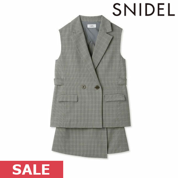 【SUMMER SALE50%OFF】【即納】 スナイデル SNIDEL ベストセットアップ ワンピース ボトムス パンツ トップス ショート丈 長袖 クルーネック swfo231088