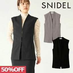 スナイデル ベスト レディース 【SPRING SALE50%OFF】 【即納】 スナイデル SNIDEL ノーカラージレ トップス ベスト ノースリーブ ミドル丈 swfj231071