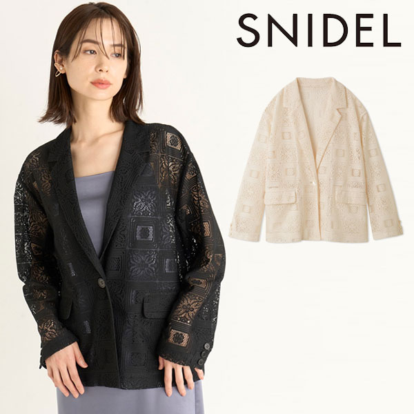 【WINTER SALE50%OFF】 《即納》 スナイデル SNIDEL パネルレースジャケット アウター ミドル丈 テーラード レース swfj232028のサムネイル