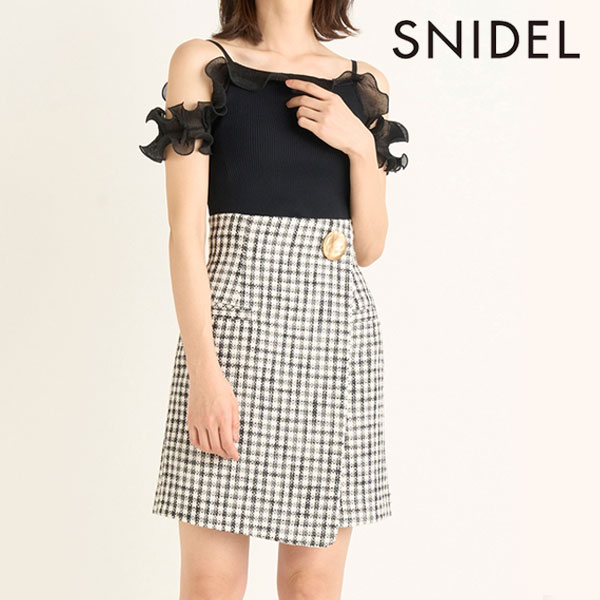 【SUMMER SALE50%OFF】【即納】 スナイデル SNIDEL ツイードラップミニスカート ミニ丈 チェック swfs232135