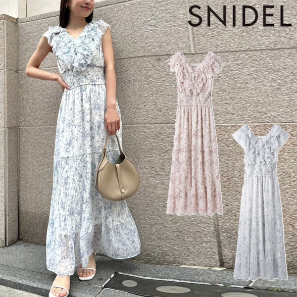 スナイデル 【先行予約特典!!!10%OFF】 スナイデル SNIDEL ワンピース 24春夏 Sustainableプリーツフリルワンピース 5月下旬～6月中旬予約 ノースリーブ ロング丈 ドレス swfo242065