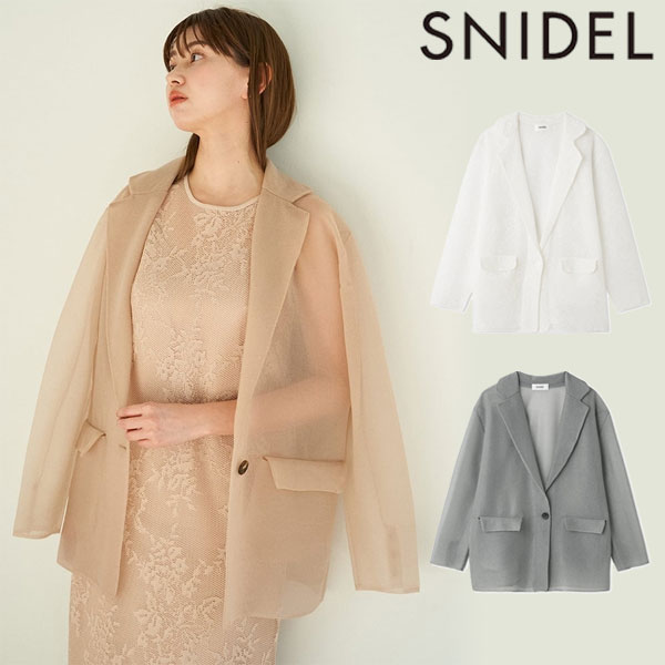 スナイデル アウター レディース 【期間限定 SALE10%OFF】 【即納】 スナイデル SNIDEL アウター 24春夏 バリエニットジャケット ミドル丈 長袖 シアー 透け感 swnj242086