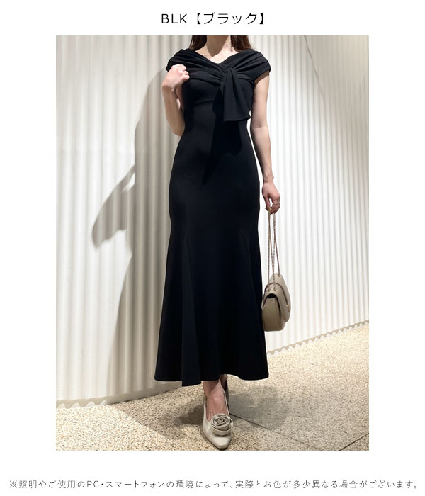 【SALE50%OFF】【即納】 スナイデル SNIDEL ワンピース 秋冬 リボンモチーフドレス ロング丈 半袖 オケージョン swco244110