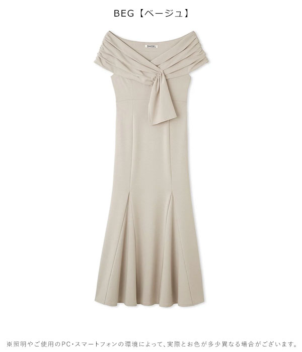 【SALE50%OFF】【即納】 スナイデル SNIDEL ワンピース 秋冬 リボンモチーフドレス ロング丈 半袖 オケージョン swco244110