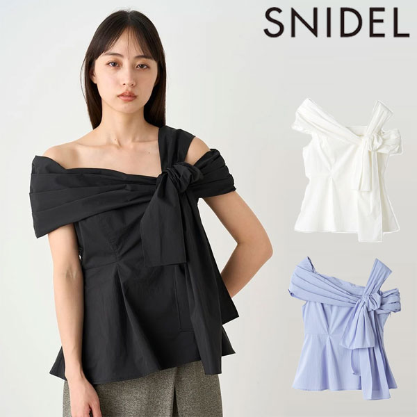 【SALE10%OFF】 【即納】 スナイデル SNIDEL トップス 24秋冬 アシメリボンブラウス ミドル丈 ノースリーブ チュニック swfb244137のサムネイル