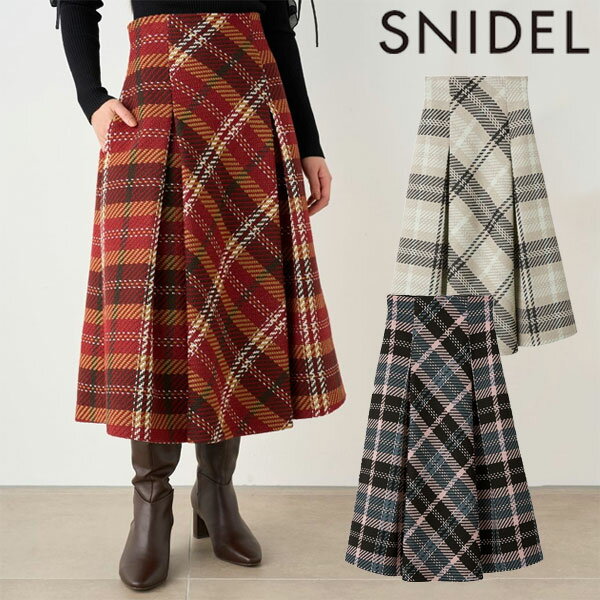 【先行予約特典!!!10%OFF】 スナイデル SNIDEL ボトムス 24秋冬 ロービングチェックロングスカート 9月中旬〜10月上旬予約 ロング丈 swfs244085のサムネイル