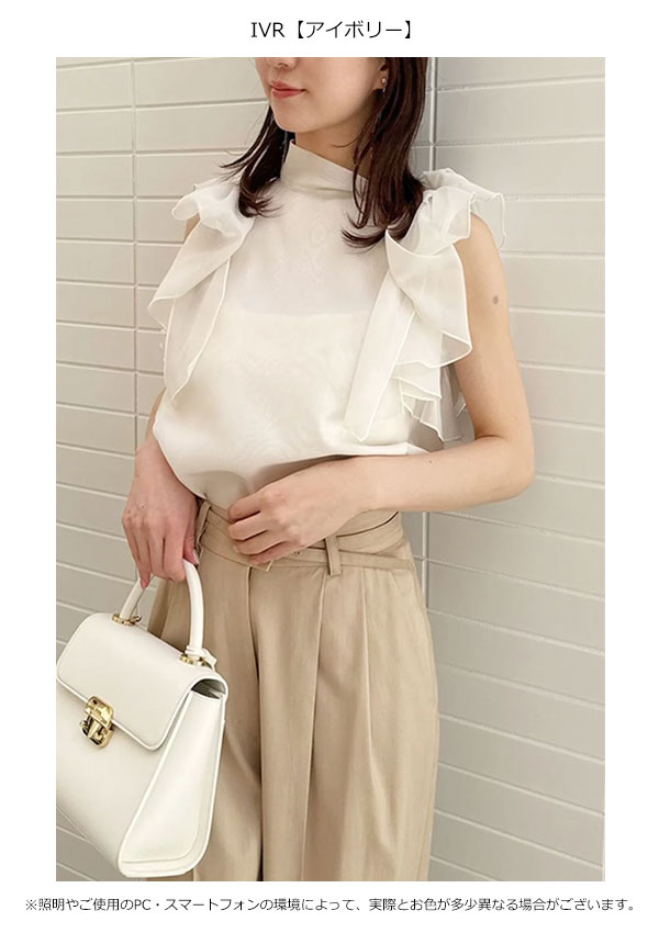 【新作10%OFF】 【即納】スナイデル SNIDEL トップス 25春夏 リボンスリーブオーガンシースルーブラウス ブラウス ミドル丈 ノースリーブ swfb252053