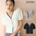 【SALE30%OFF】【即納】スナイデル SNIDEL トップス 25春夏 チュールフリルニットプルオーバー ミドル丈 半袖 swnt251084