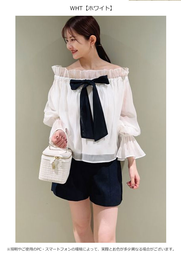 【新作10%OFF】【即納】 スナイデル SNIDEL トップス 25春夏 2wayボリュームブラウス ミドル丈 長袖 シアー リボン swfb252197