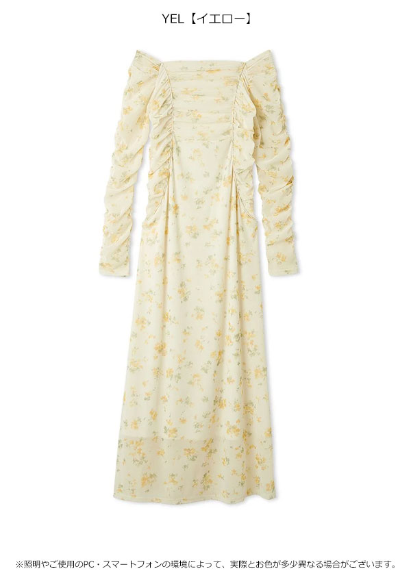 【スプリングセール10%OFF】【即納】 スナイデル SNIDEL ワンピース 26春夏 フロッキープリントギャザーワンピース 長袖 ロング丈 swco261052