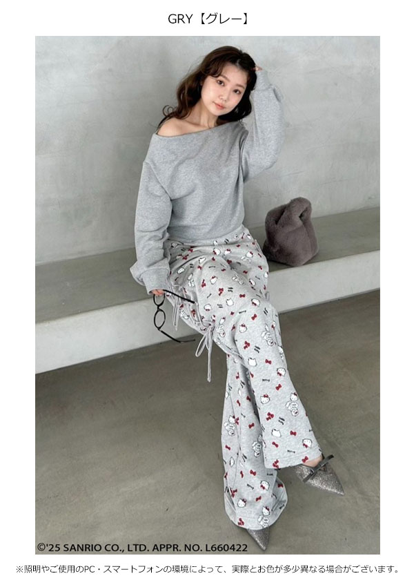 【スプリングセール50%OFF】【即納】 スナイデル SNIDEL ボトムス 【HELLO KITTY】レースアップパンツ ハローキティ サンリオ コラボ フルレングス swcp254281