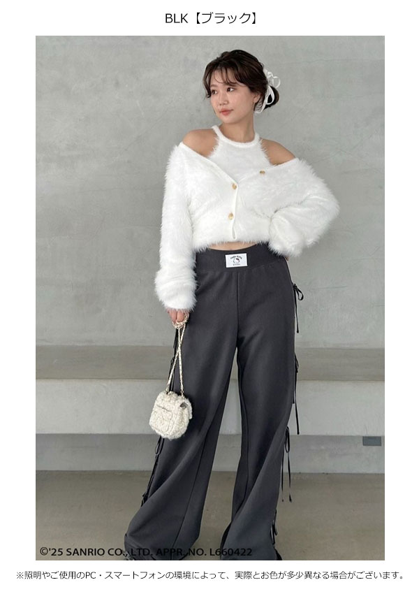 【スプリングセール50%OFF】【即納】 スナイデル SNIDEL ボトムス 【HELLO KITTY】レースアップパンツ ハローキティ サンリオ コラボ フルレングス swcp254281