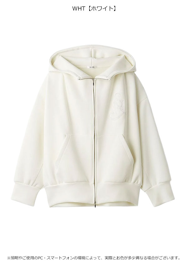【スプリングセール10%OFF】【即納】スナイデル SNIDEL トップス 25秋冬 エンブレムボンディングパーカー 長袖 ミドル丈 フルジップ swct261049