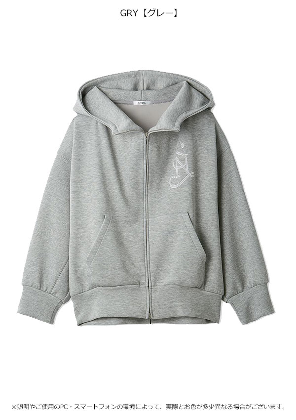 【スプリングセール10%OFF】【即納】スナイデル SNIDEL トップス 25秋冬 エンブレムボンディングパーカー 長袖 ミドル丈 フルジップ swct261049