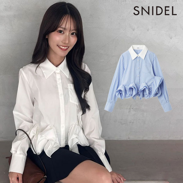 【即納】スナイデル SNIDEL トップス 26春夏 ヘムボリュームシャツ 長袖 ミドル丈 ...